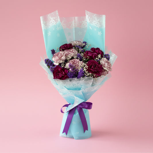 Fresh carnation and gypsy flower bouquet delivery in Kathmandu Nepal