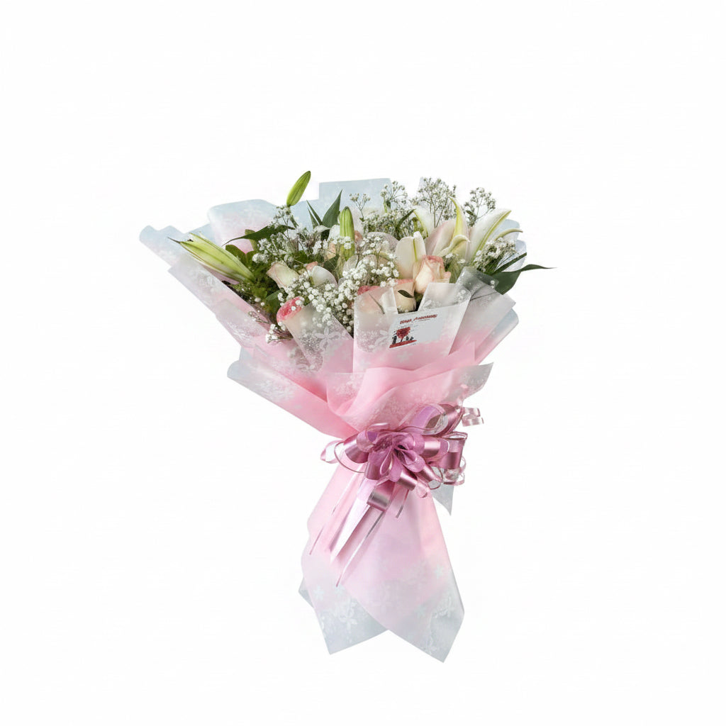 Luxury white flower bouquet for online gift delivery in Nepal, perfect for anniversaries and special occasions.
