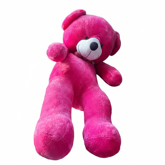4ft pink teddy bear soft toy with patterned bow