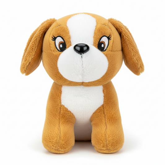 1ft brown and white puppy soft toy with floppy ears