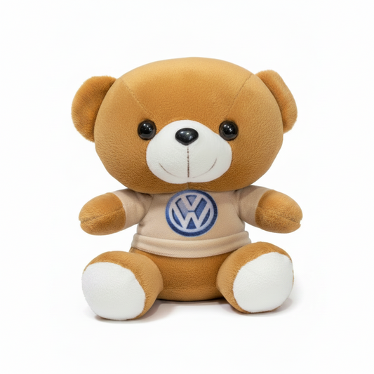 0.5 feet brown teddy bear soft toy wearing a white T-shirt with blue logo