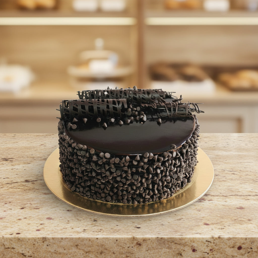 Chocolate chip cake with creamy frosting for birthday delivery in Nepal