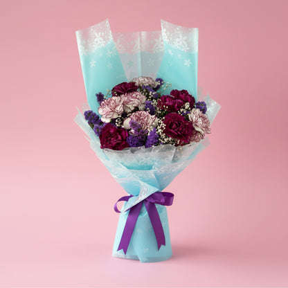 Fresh carnation and gypsy flower bouquet delivery in Kathmandu Nepal