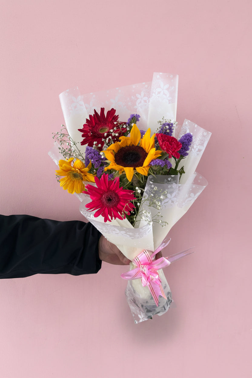 Beautiful mixed seasonal flowers arranged for gifting in Nepal