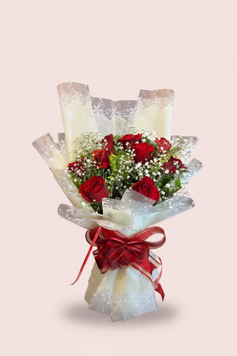 Dozen red roses bouquet fresh romantic flower delivery in Kathmandu Nepal