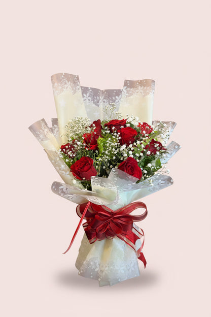 Dozen red roses bouquet fresh romantic flower delivery in Kathmandu Nepal
