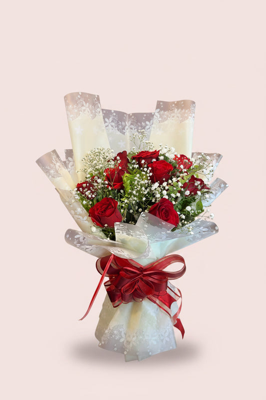 Dozen red roses bouquet fresh romantic flower delivery in Kathmandu Nepal
