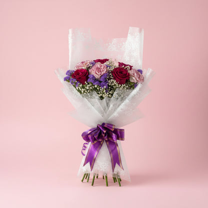 Elegant carnation flowers arranged with gypsy flowers for gifting in Nepal