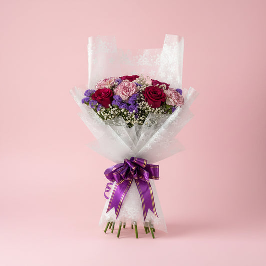 Elegant carnation flowers arranged with gypsy flowers for gifting in Nepal