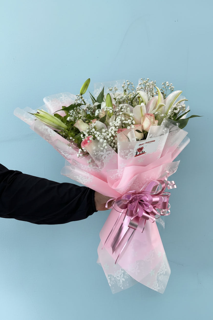Luxury white flower bouquet for online gift delivery in Nepal, perfect for anniversaries and special occasions.