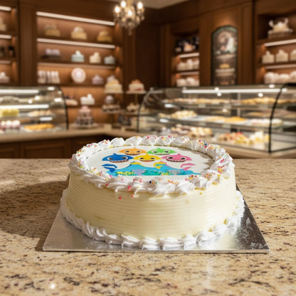 Fresh Vanilla Celebration Cake with soft sponge and whipped cream available for online delivery in Kathmandu