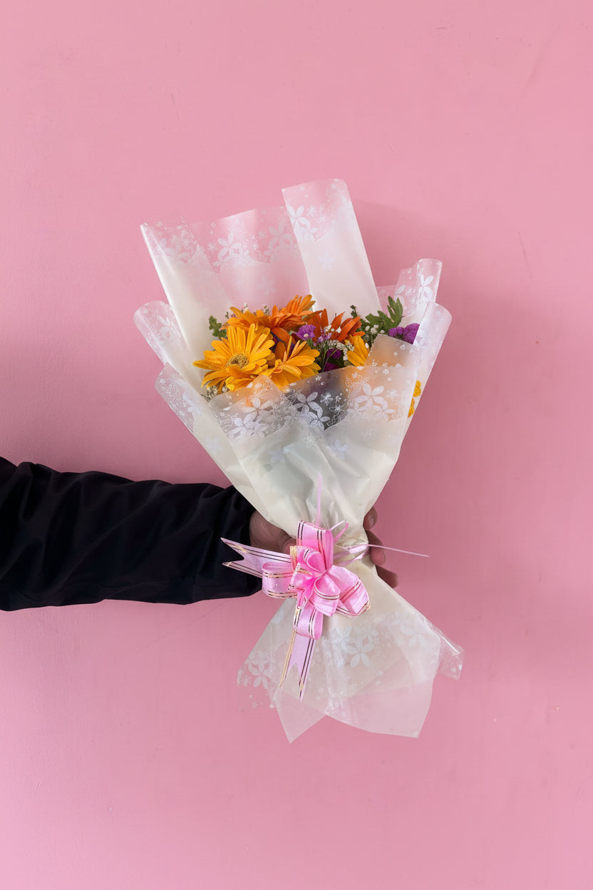 Premium mixed flower bouquet with Gerbera daisies and green floral fillers for sending gifts to kathmandu and Nepal