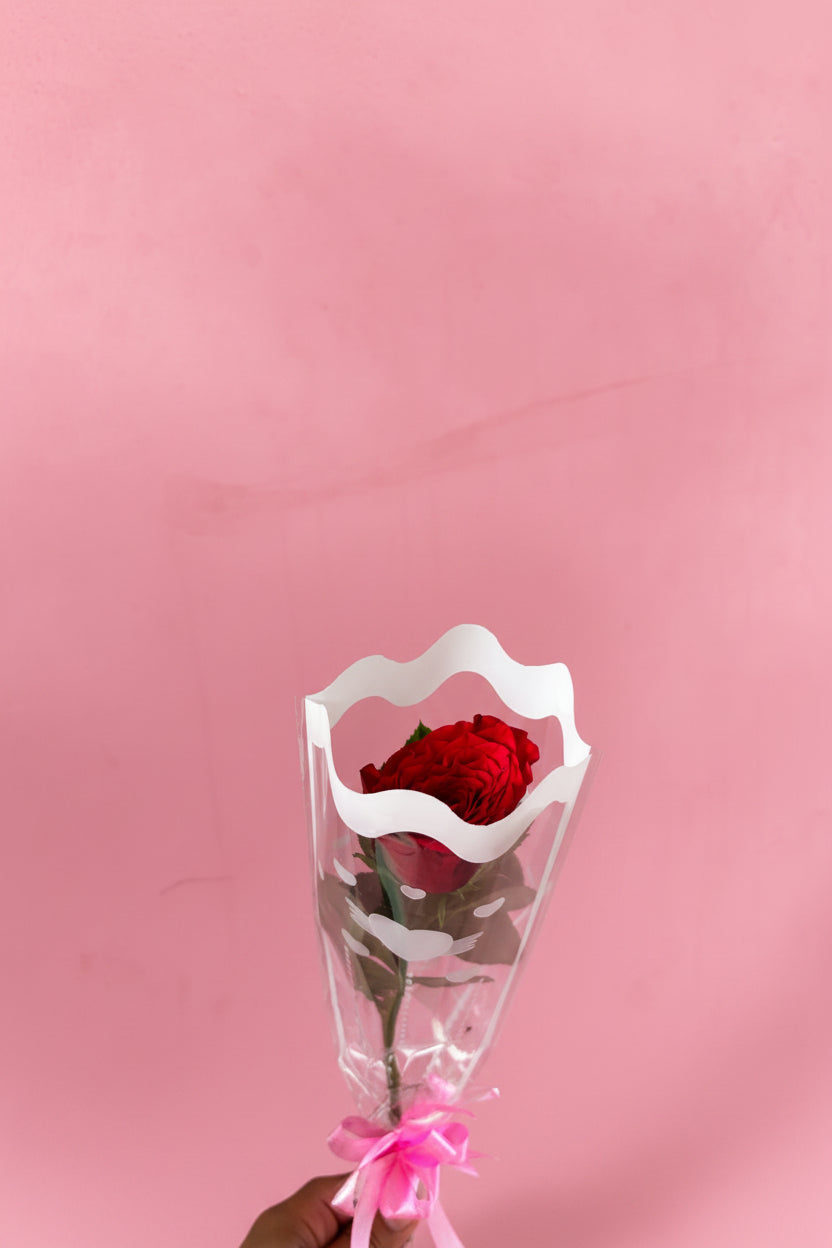 Elegant single red rose bouquet for online flower delivery service in Nepal