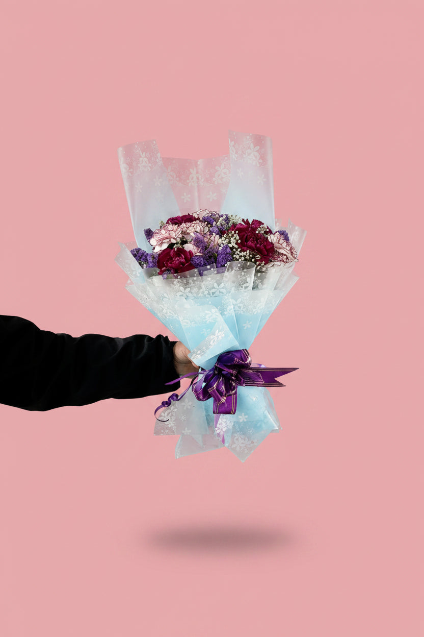 Beautiful carnation flower arrangement for sending gifts to Nepal