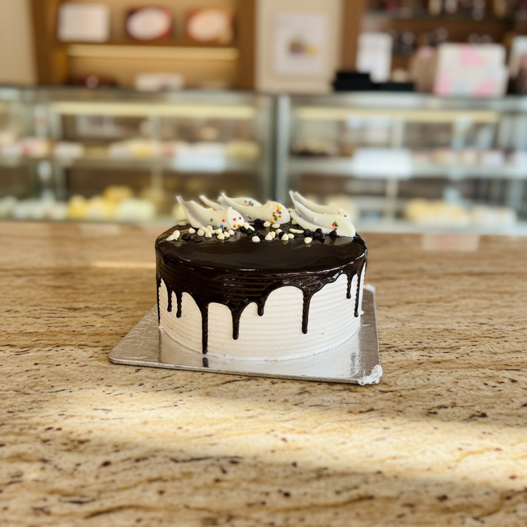 Delicious dark chocolate cream cake in Nepal