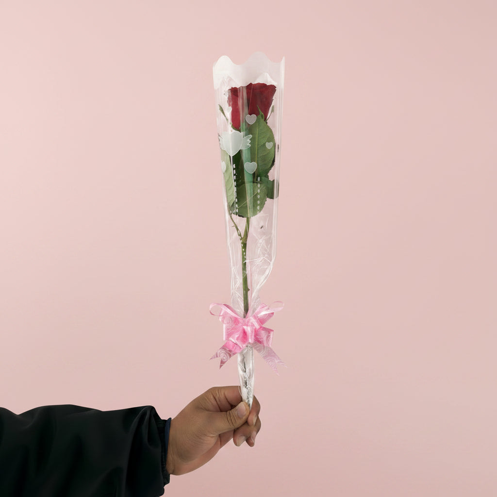 Single red rose bouquet beautifully wrapped for romantic gift delivery in Nepal