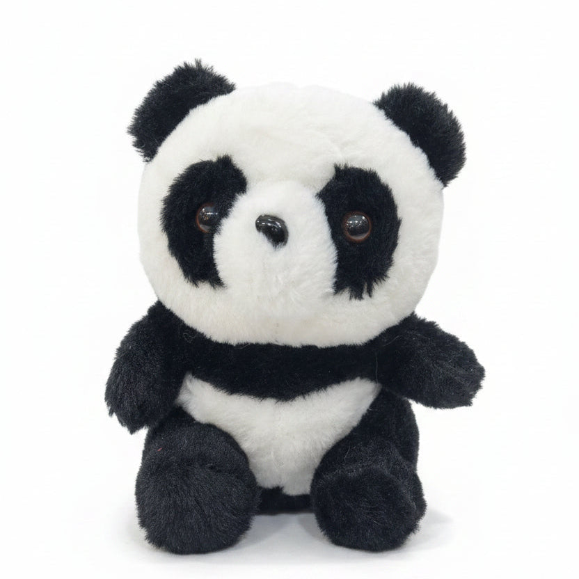 Cute small panda stuffed animal with soft black and white fur
